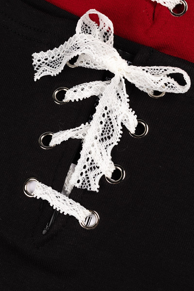 Lace-Up Raglan Cropped Tee