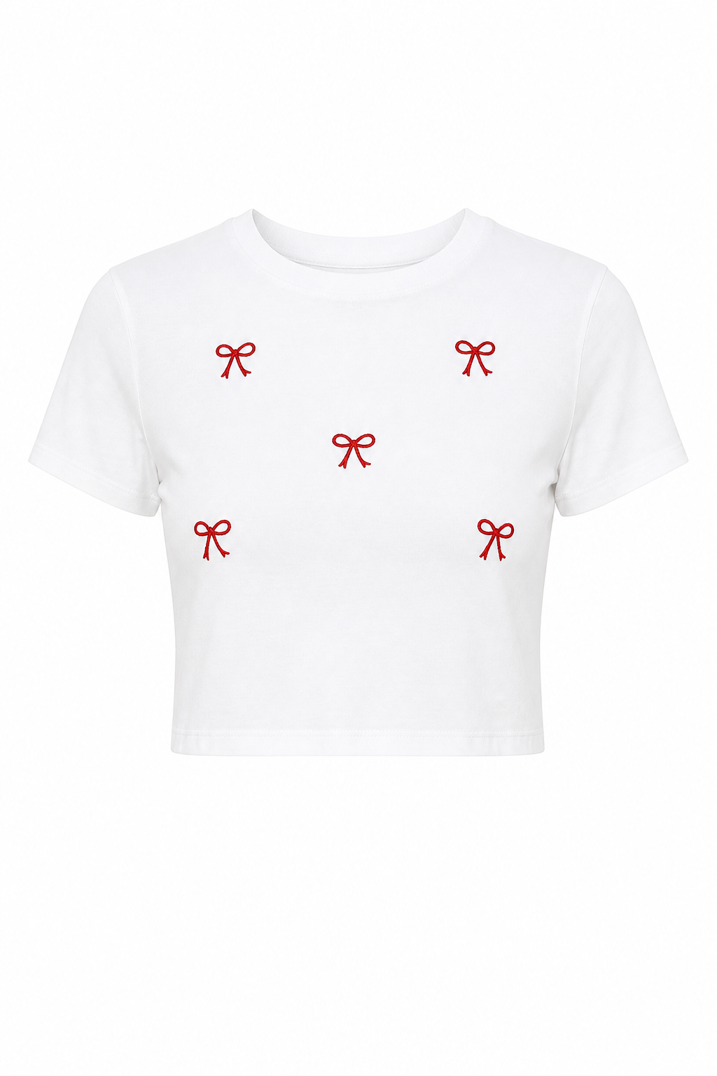 Embroidered Bow Cropped Tee