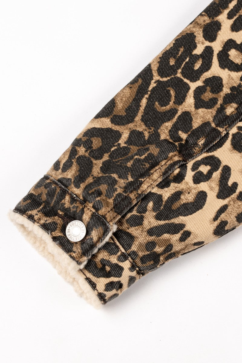 Leopard Print Faux Shearling Shacket