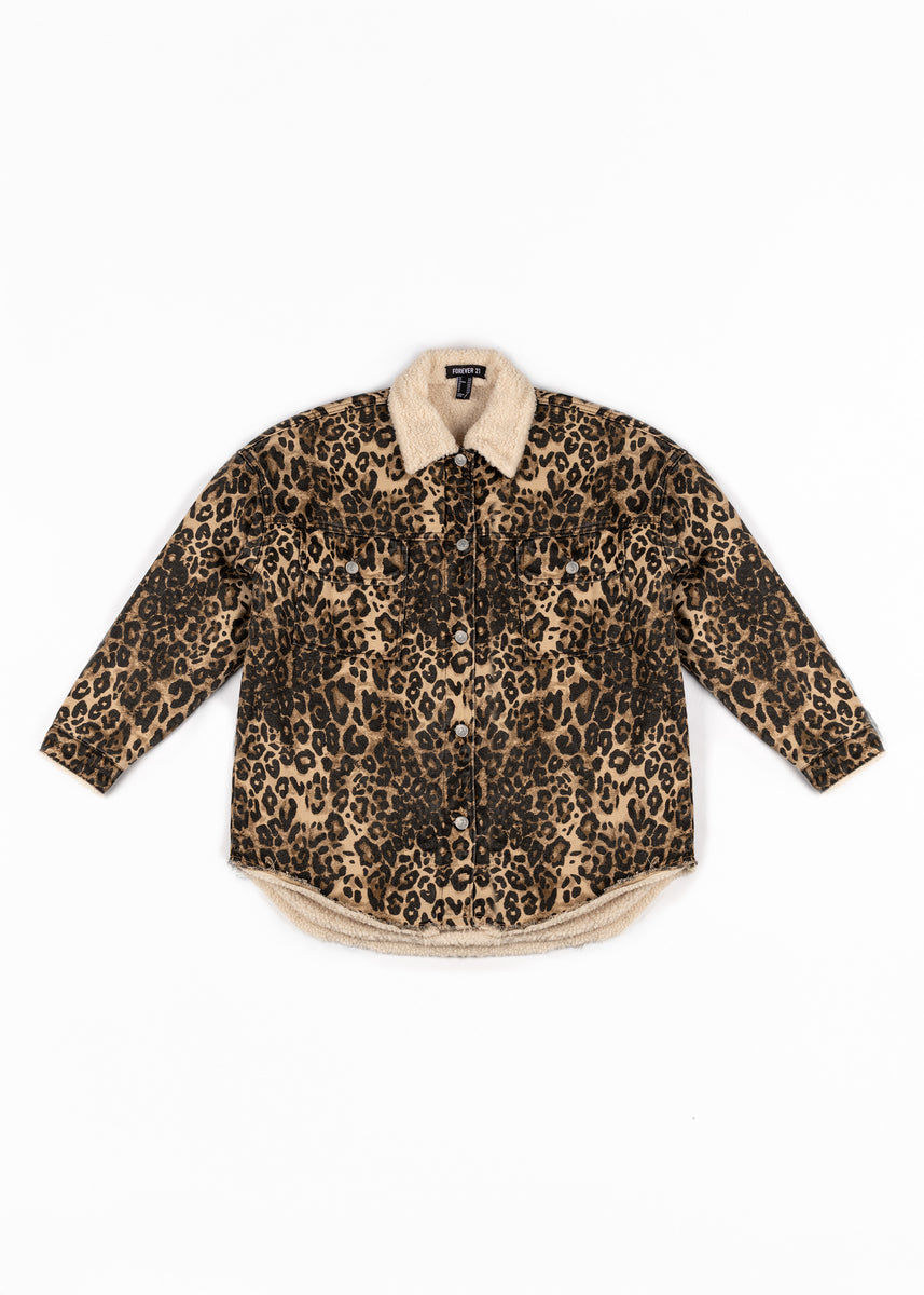 Leopard Print Faux Shearling Shacket
