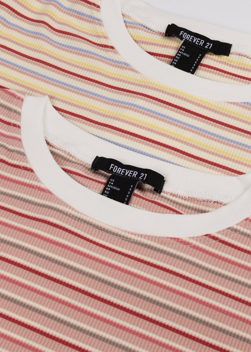 Rib-Knit Striped Baby Tee