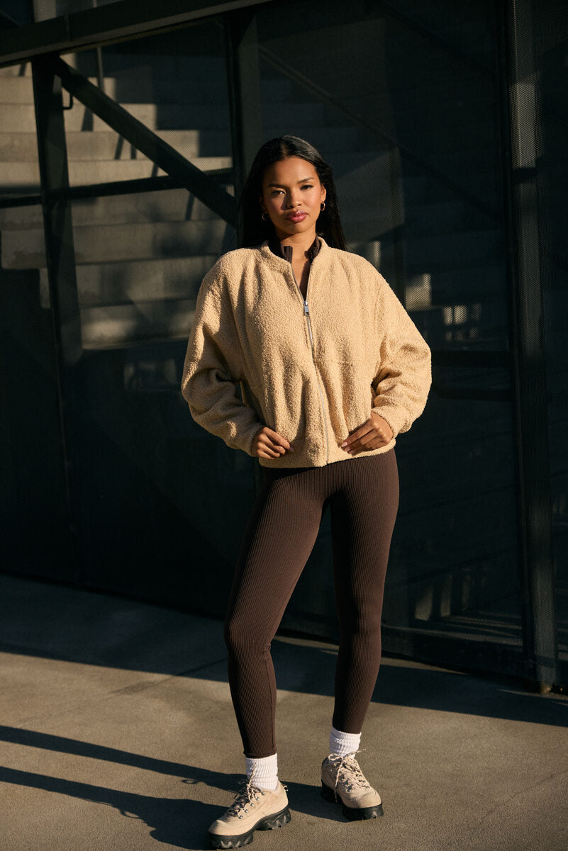 Seamless Ribbed Zip-Front Jumpsuit