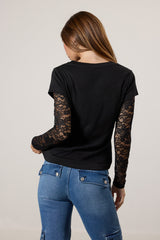 Lace-Sleeve Layered Top