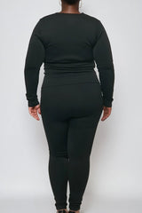 Plus Size Seamless Long-Sleeve Top & Leggings Set