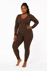 Plus Size Seamless Long-Sleeve Top & Leggings Set