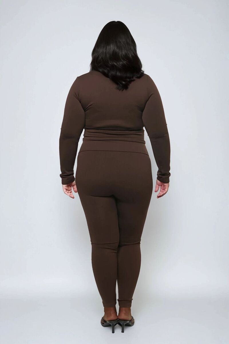 Plus Size Seamless Long-Sleeve Top & Leggings Set