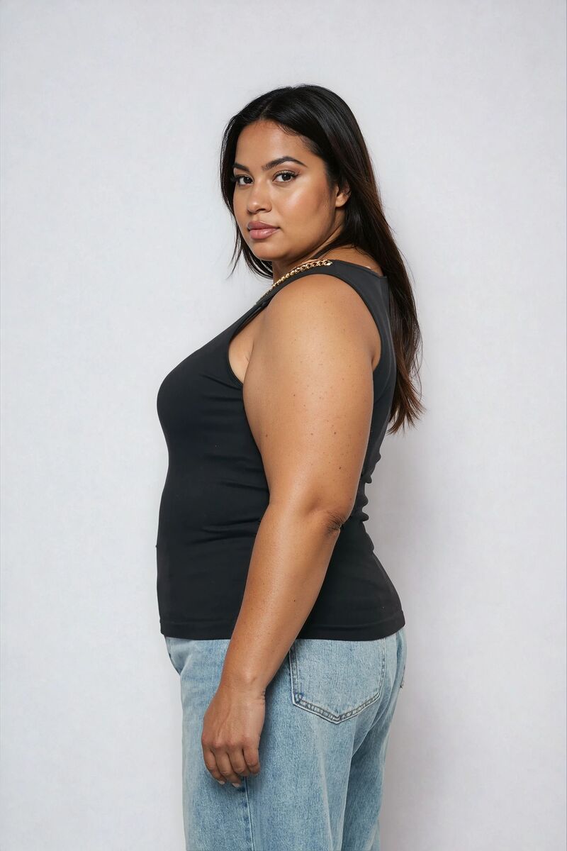 Plus Size Seamless Chain-Trim Tank