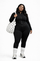 Plus Size Seamless Zip Front Jacket And Legging Set