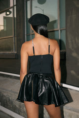 Crepe Rhinestone-Strap Bustier Top