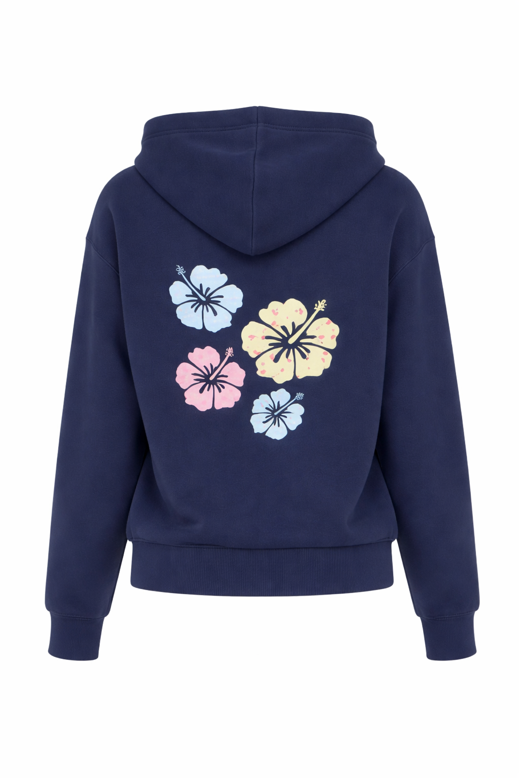 Zip front oversized floral print hoodie