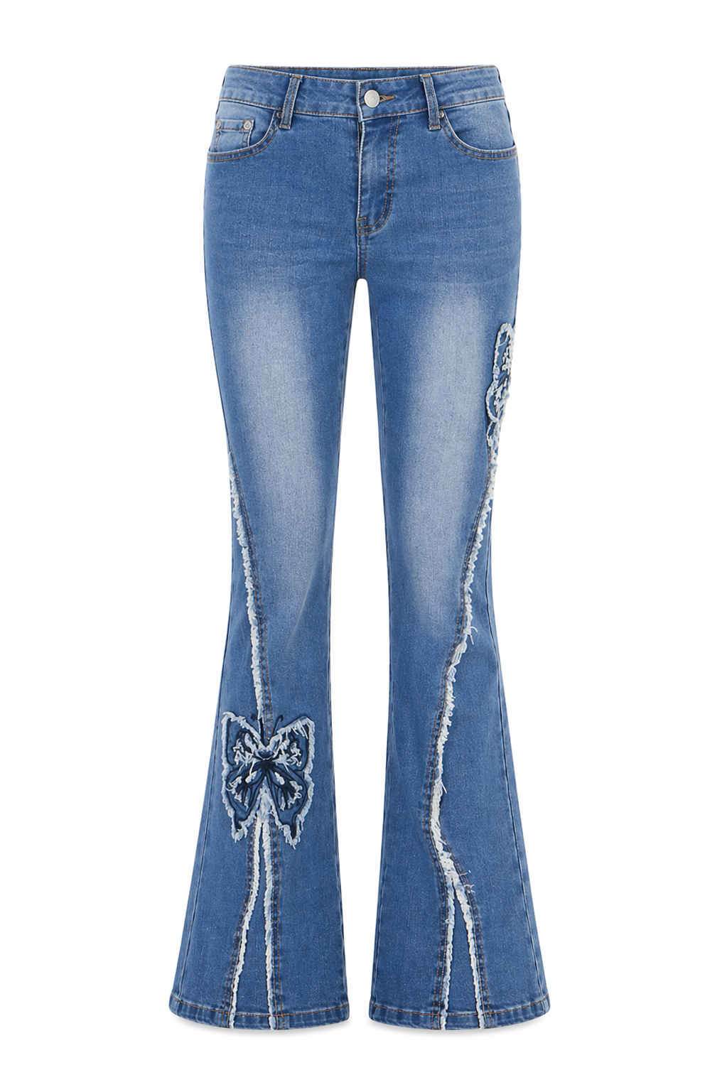 Flare Denim With Butterfly Appliques
