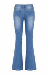 Flare Denim With Butterfly Appliques