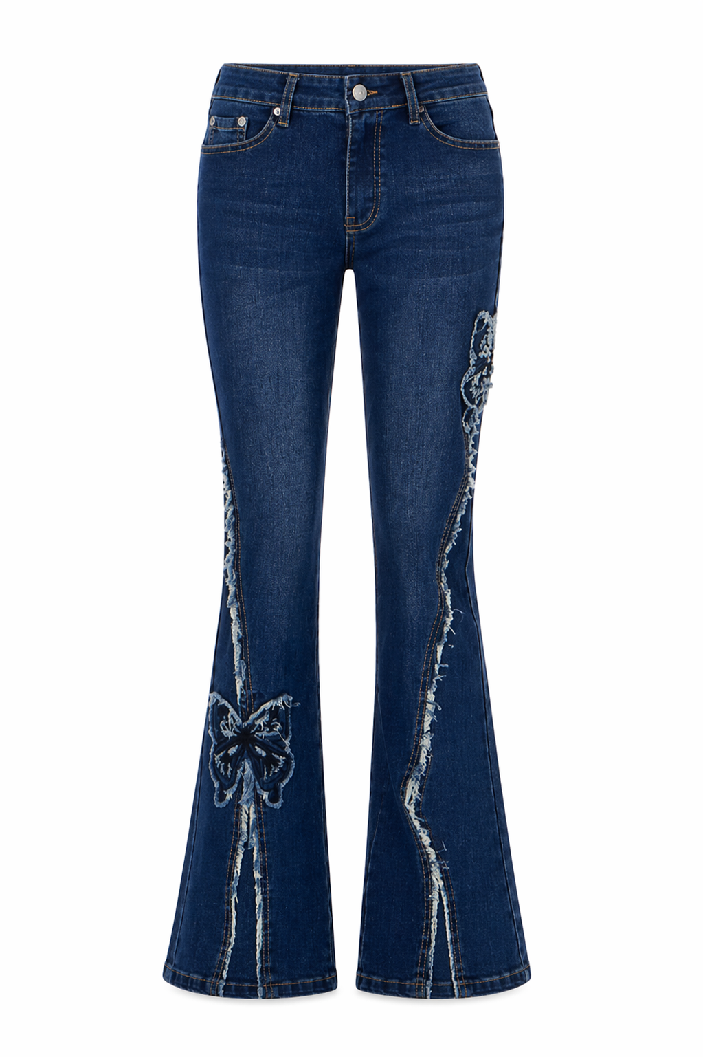 Flare Denim With Butterfly Appliques