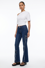 Flare Denim With Butterfly Appliques