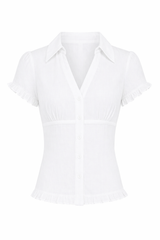 Short Sleeve Fitted Woven Top