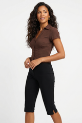 Short Sleeve Fitted Woven Top