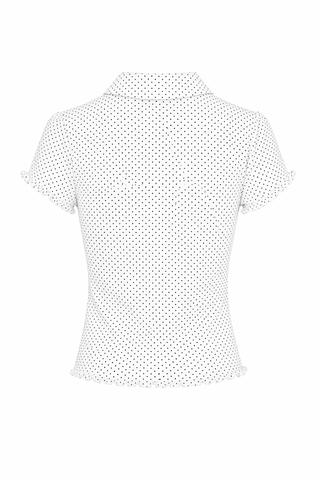 Polka Dot Short Sleeve Fitted Woven Top