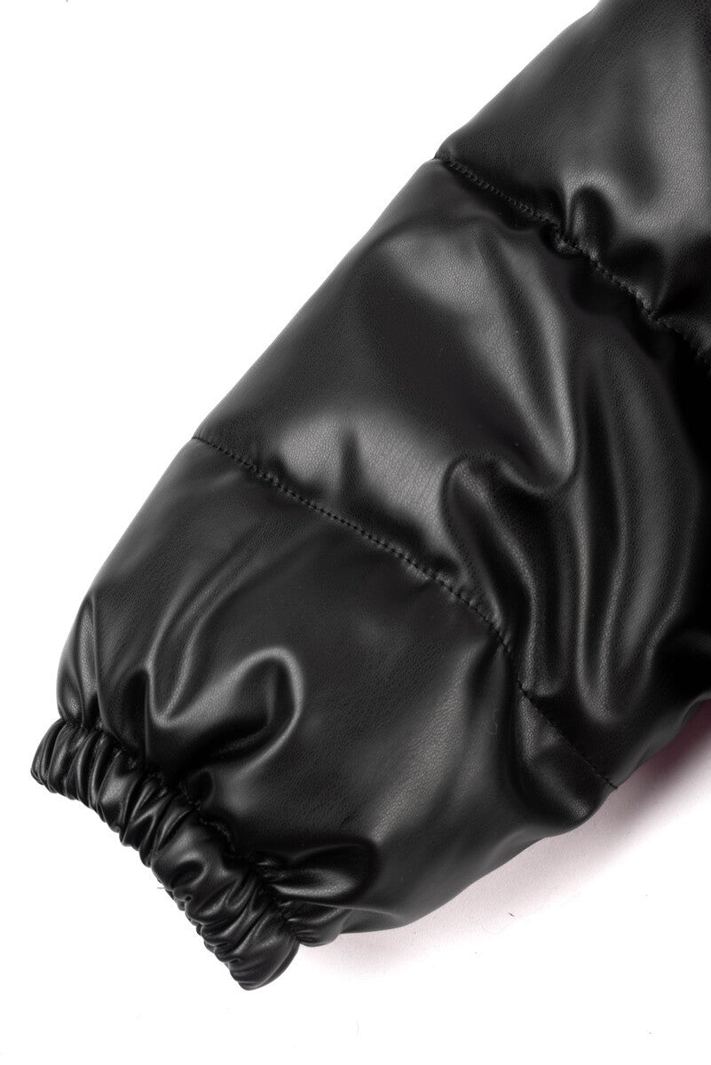 Faux Leather Puffer Jacket