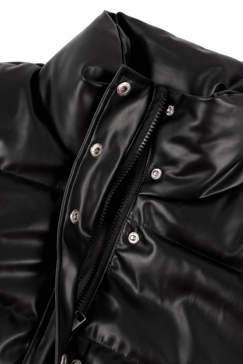 Faux Leather Puffer Jacket