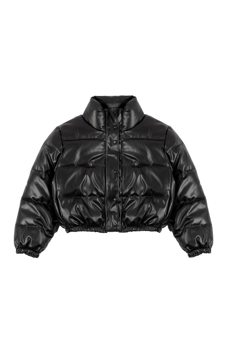 Faux Leather Puffer Jacket
