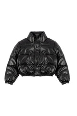 Faux Leather Puffer Jacket