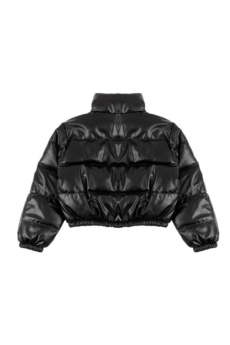Faux Leather Puffer Jacket