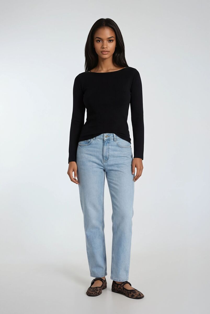 Boat Neck Long-Sleeve Top