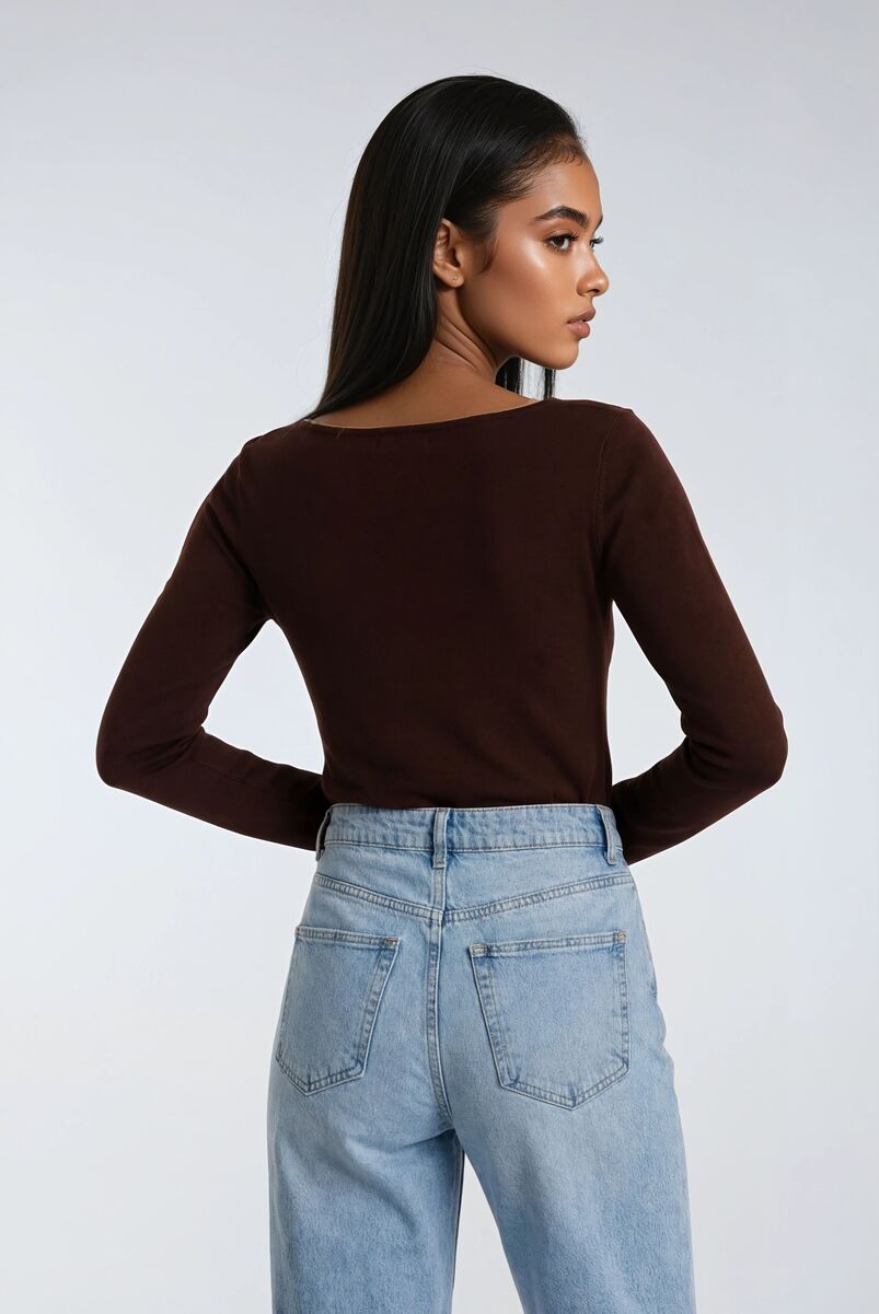 Boat Neck Long-Sleeve Top