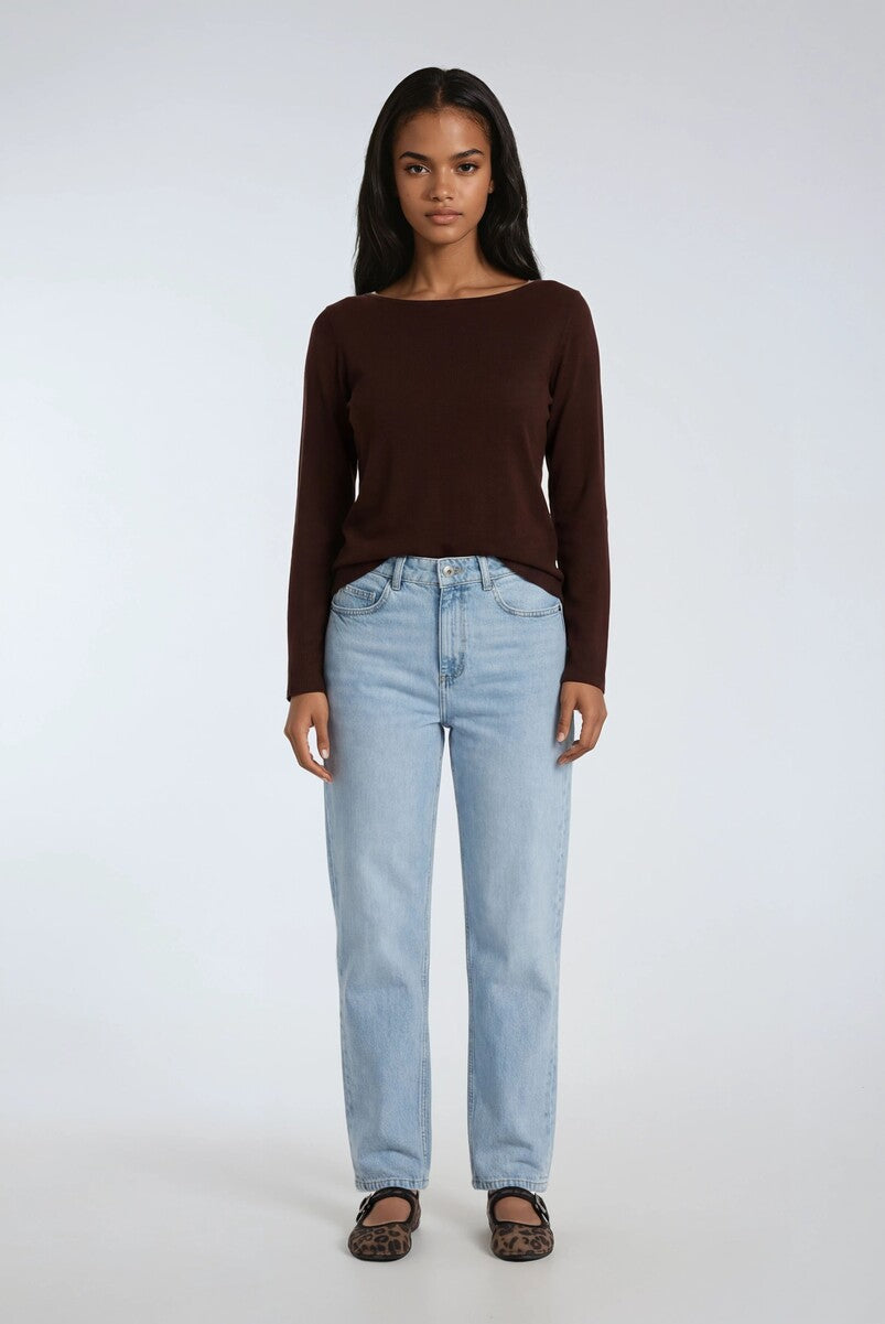 Boat Neck Long-Sleeve Top