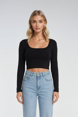 Cropped Scoop Neck Top