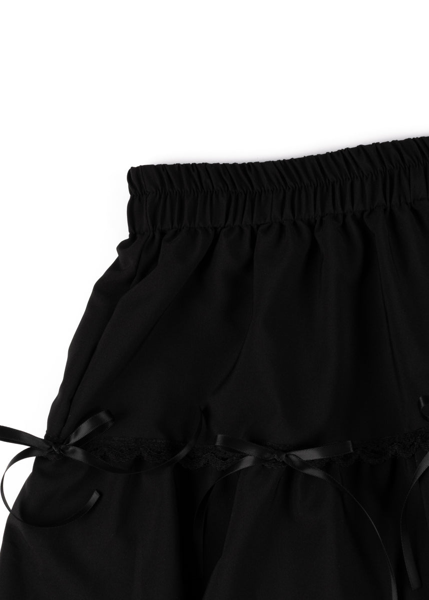 Tiered Ruffle Lace-Trim Mini Skirt