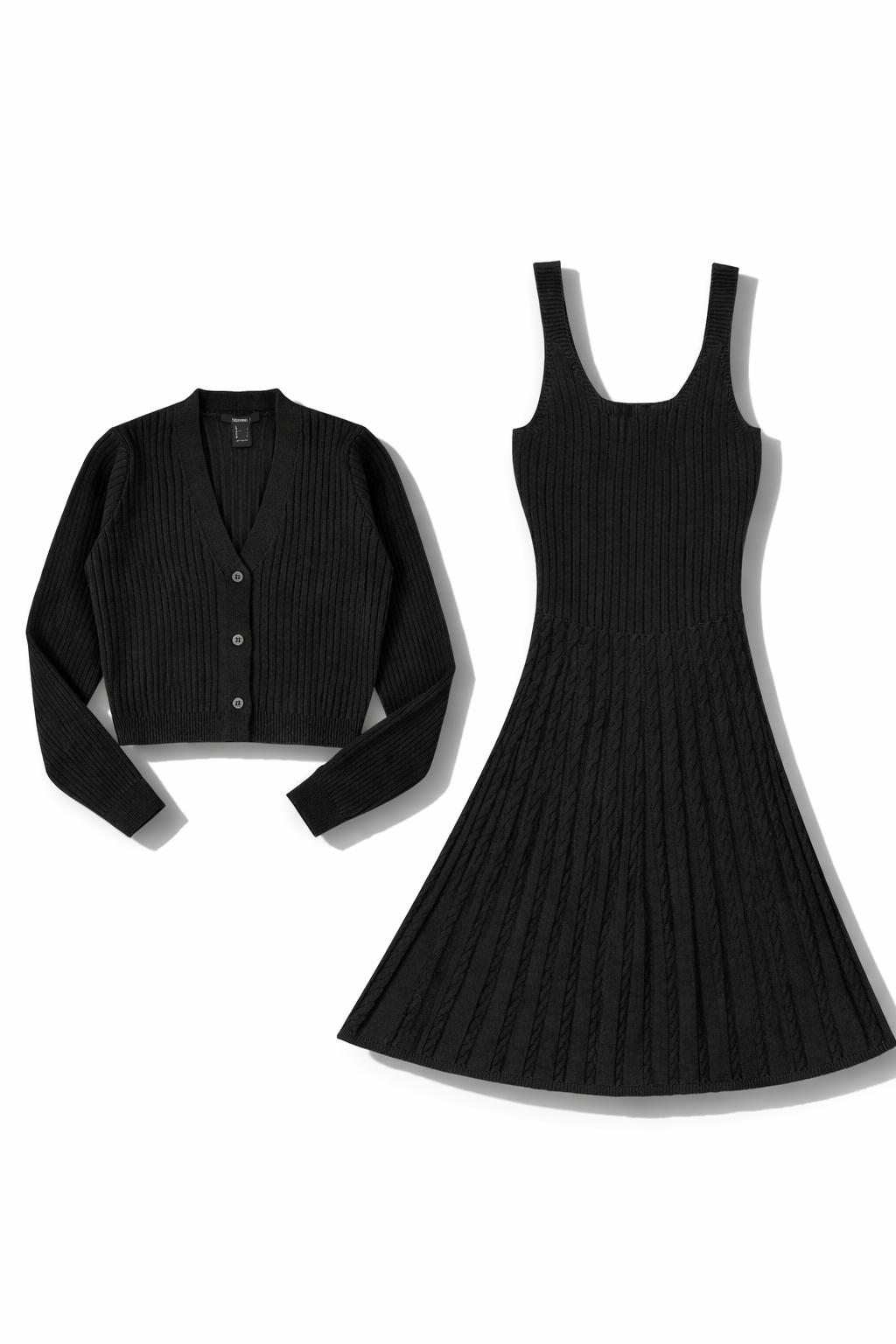 Cable Knit Cardigan Sweater & Mini Dress Set