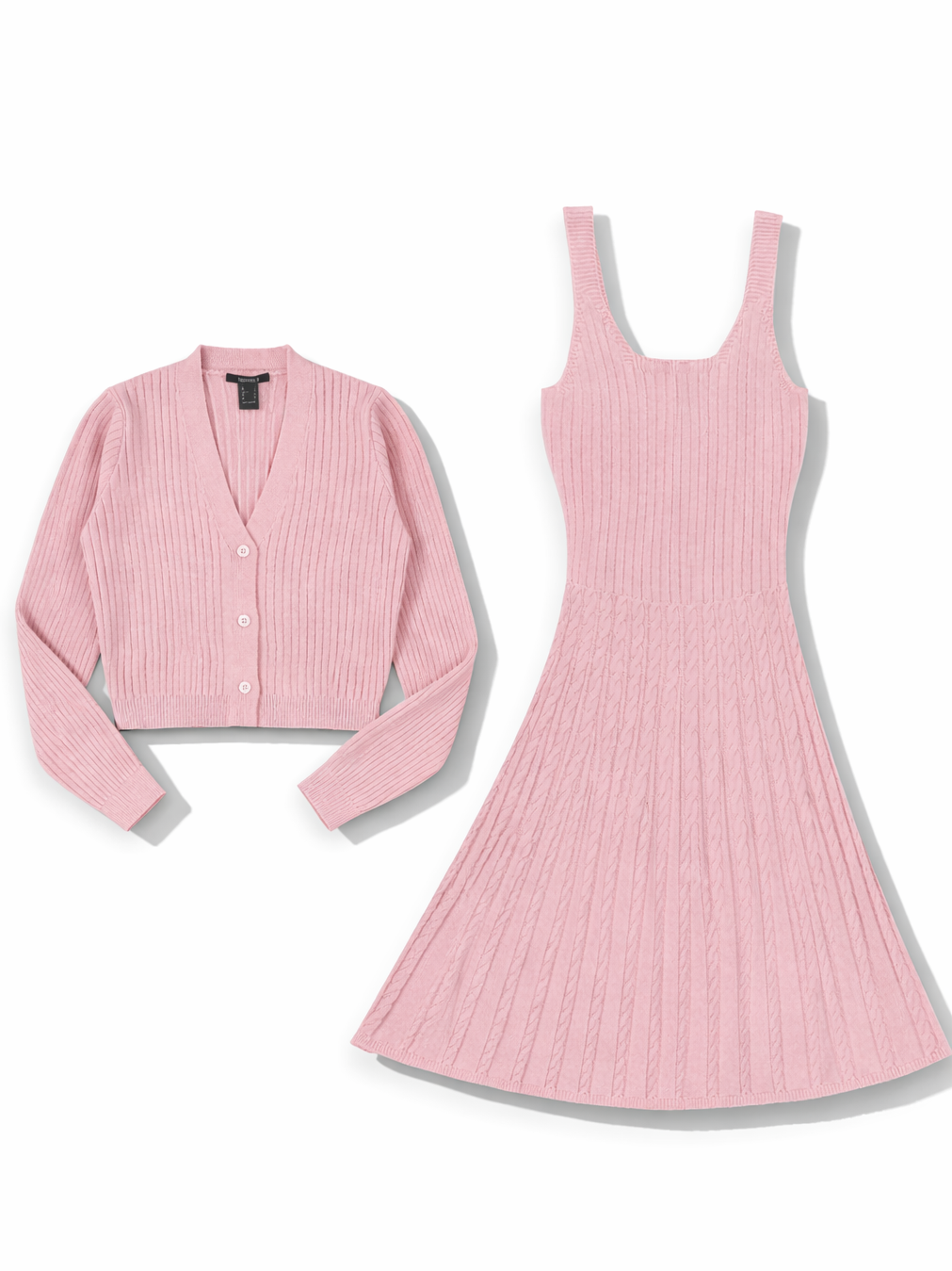 Cable Knit Cardigan Sweater & Mini Dress Set