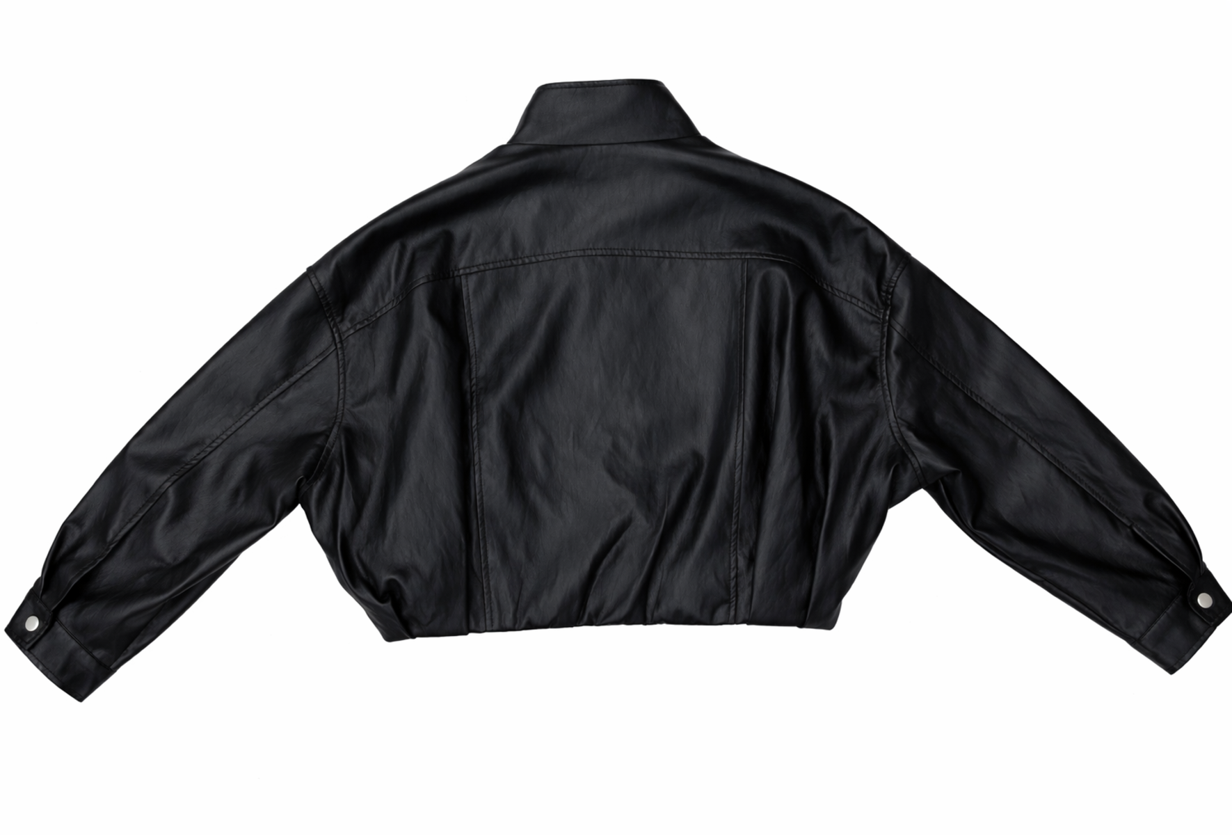 Faux Leather Belted Cropped Jacket