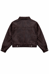 Faux Leather Funnel Neck Jacket