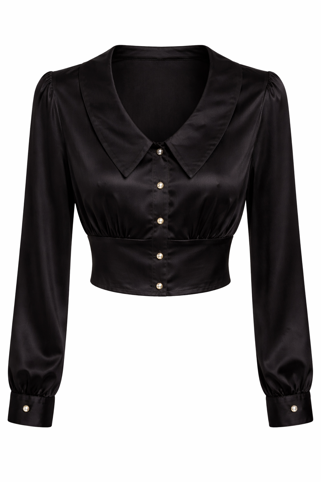 Satin Tie Back Cropped Blouse