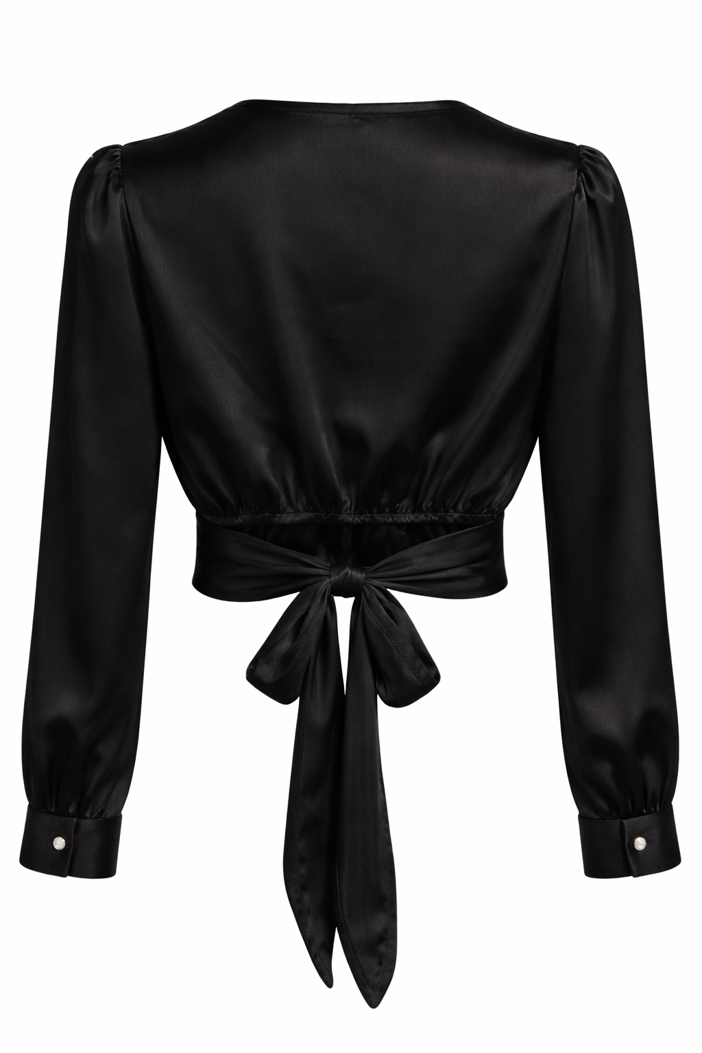 Satin Tie Back Cropped Blouse