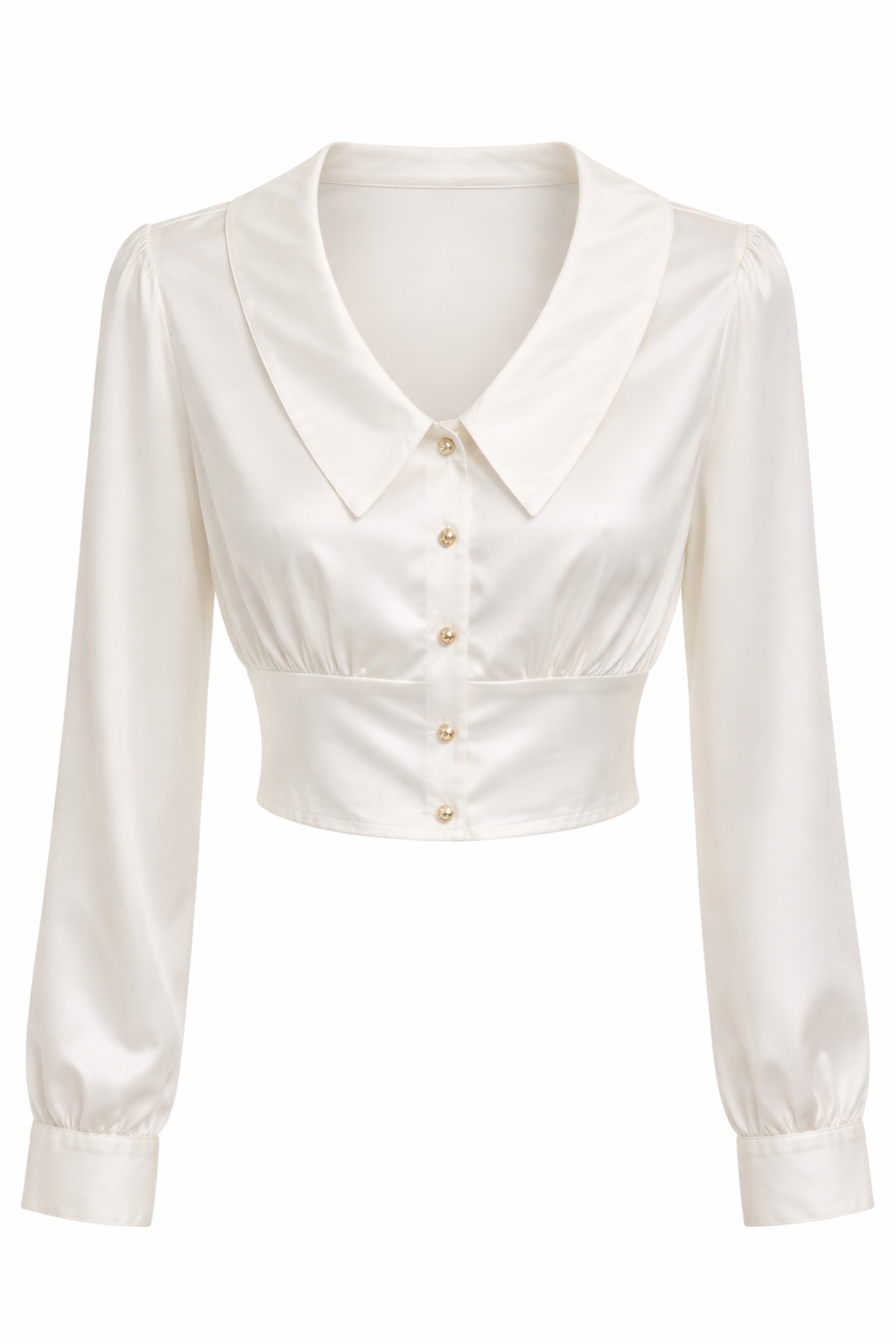 Satin Tie Back Cropped Blouse