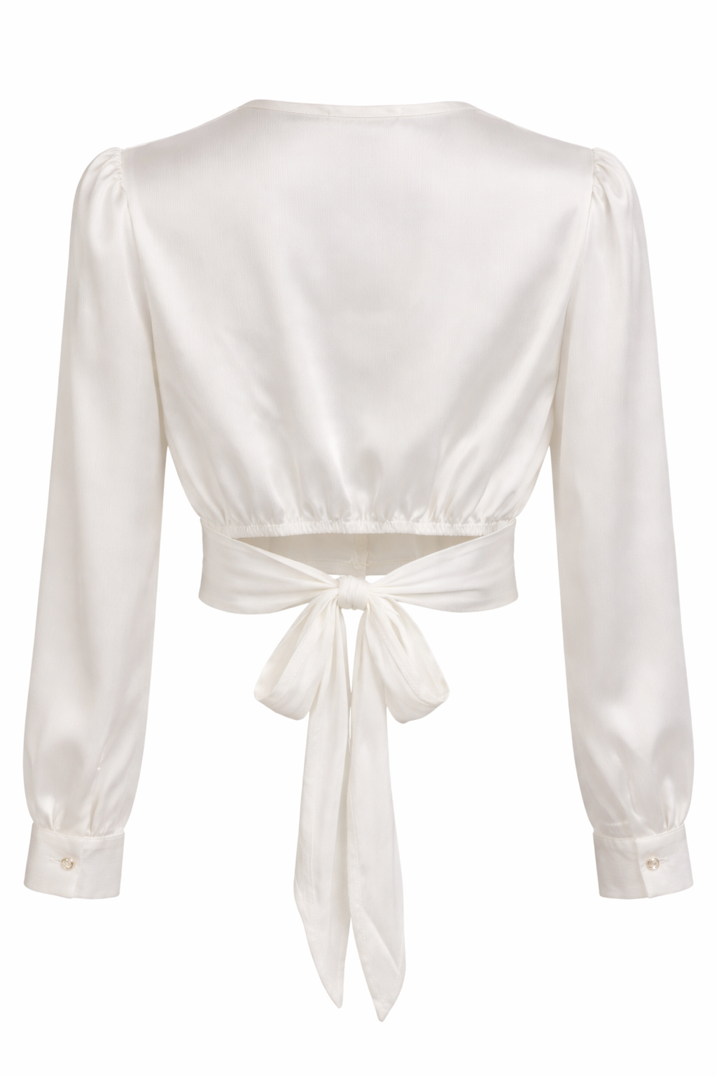 Satin Tie Back Cropped Blouse