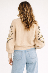 Floral Embroidered Knit Sweater
