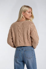 V-Neck Cable Knit Sweater
