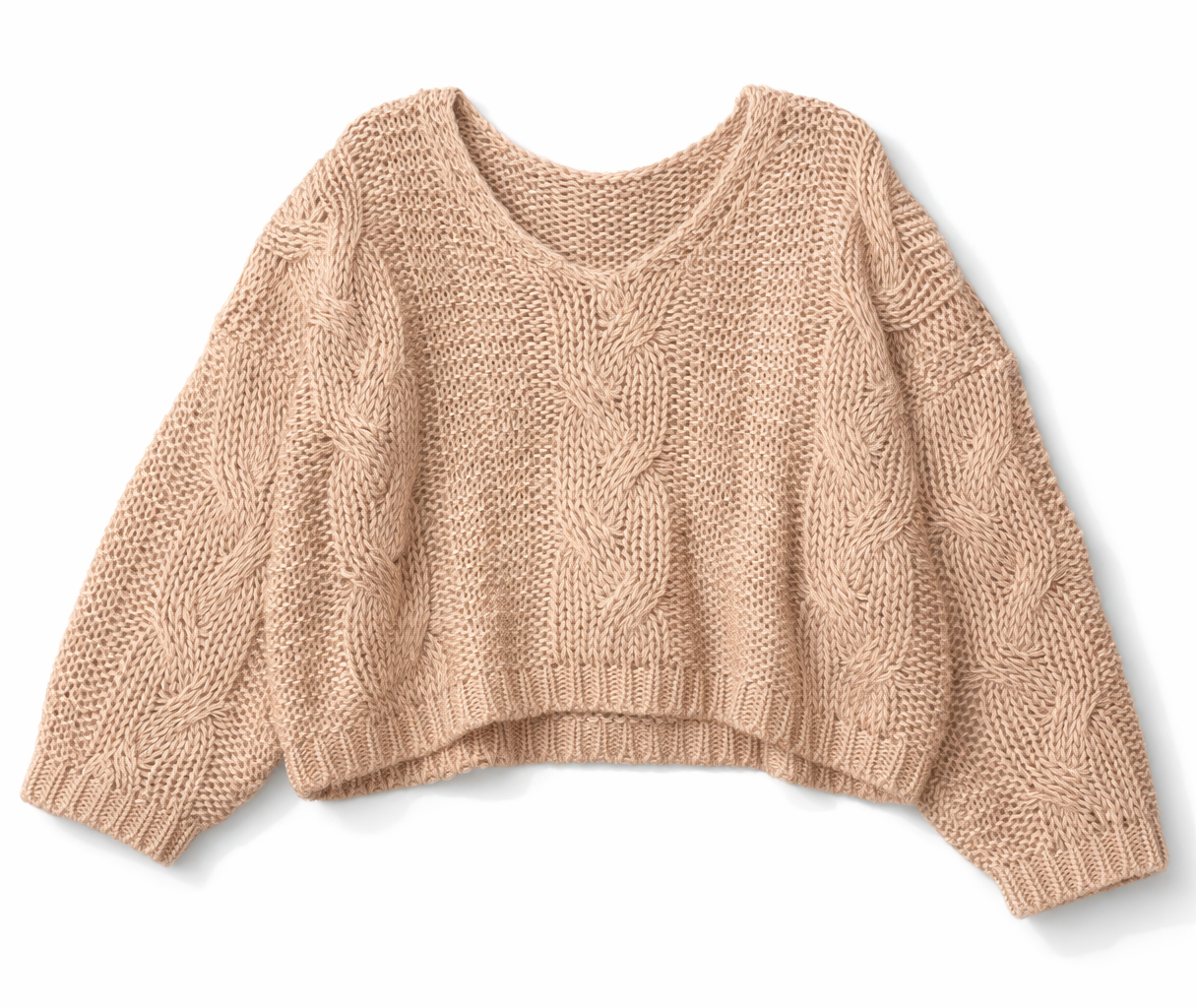 V-Neck Cable Knit Sweater
