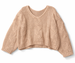V-Neck Cable Knit Sweater