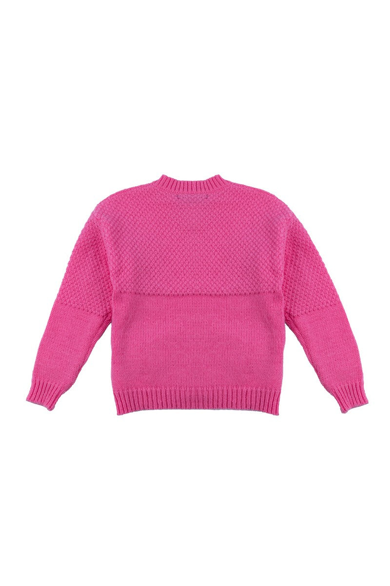 Floral Appliqué Knit Cardigan Sweater
