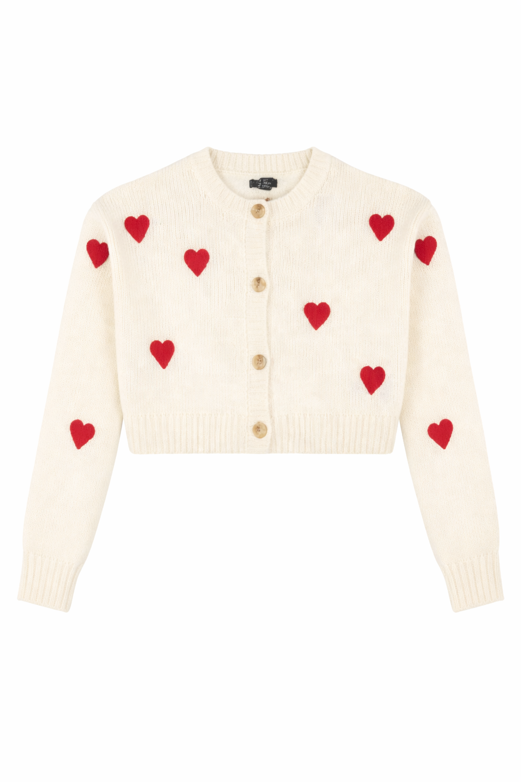 Heart Print Cropped Cardigan