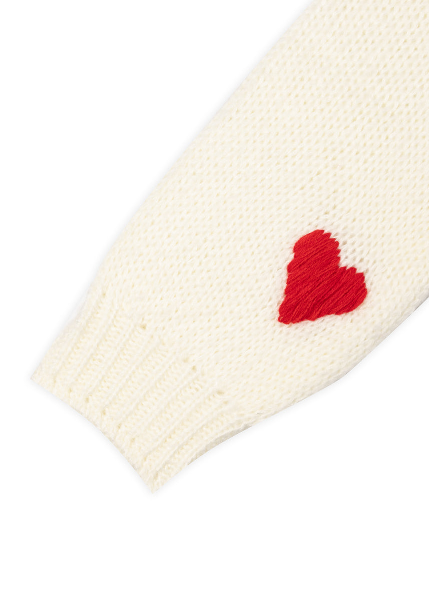 Heart Print Cropped Cardigan