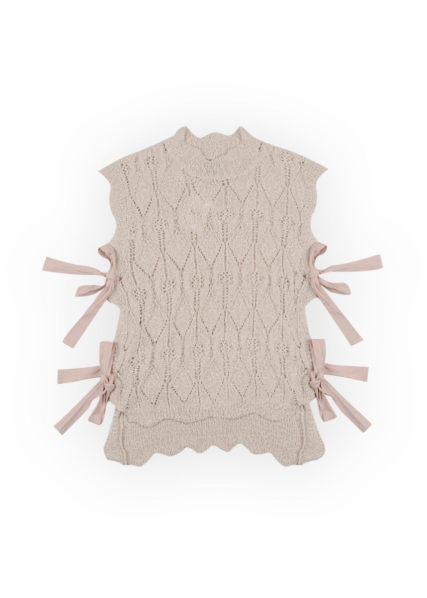 Sleeveless Side-Tie Crochet Knit Top