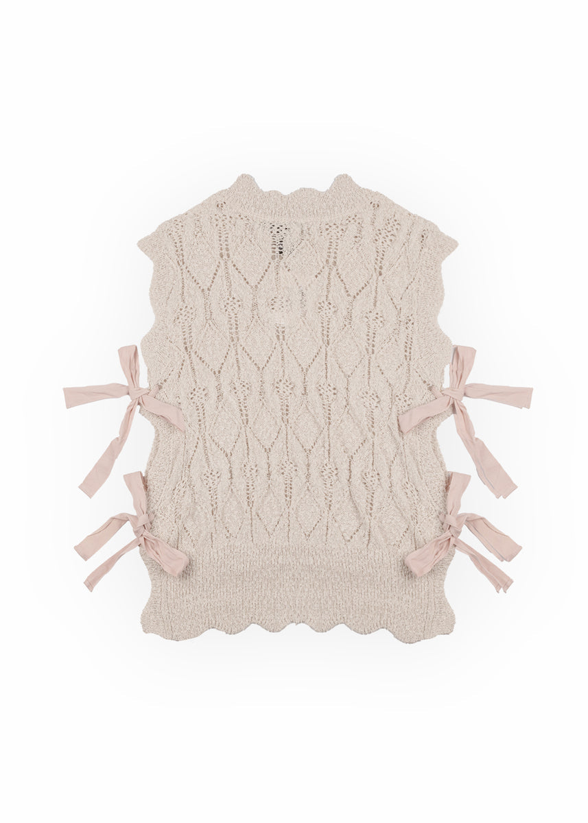 Sleeveless Side-Tie Crochet Knit Top