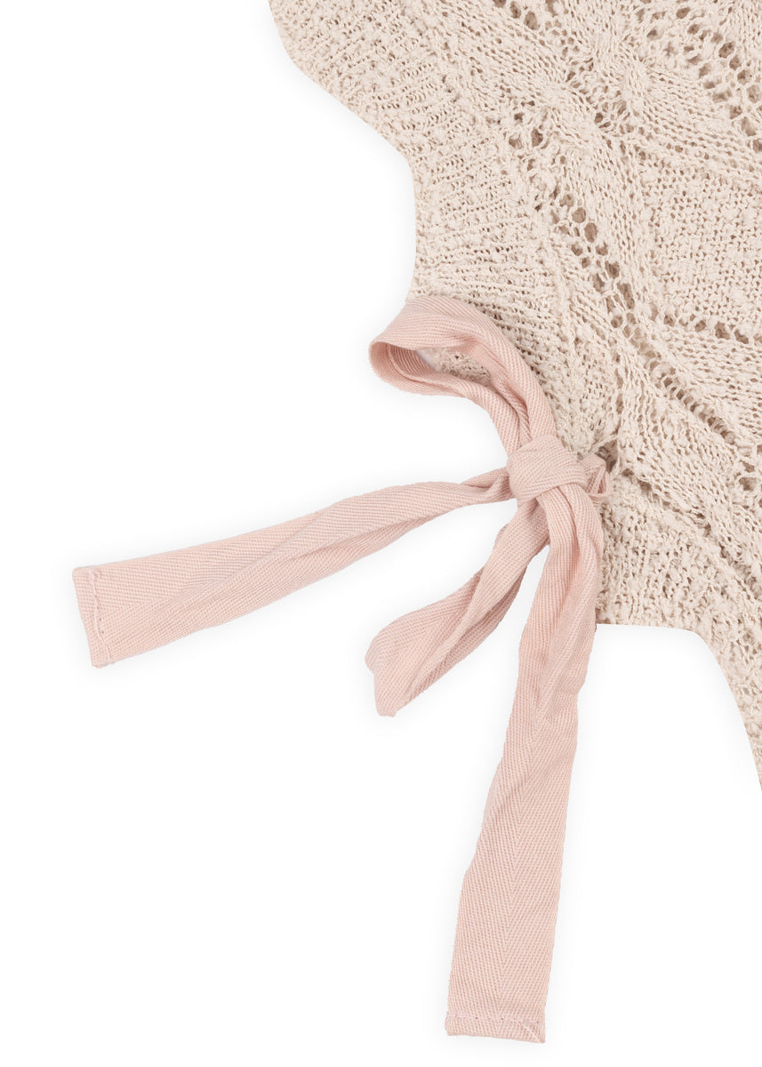Sleeveless Side-Tie Crochet Knit Top