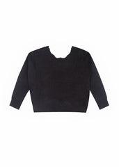 Velvet Bow Open-Front Knit Sweater